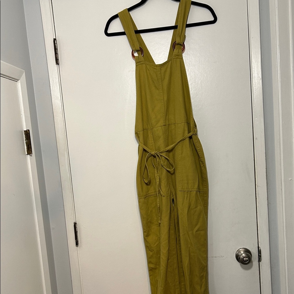 Bershka Mustard Jumpsuit Overall with Tie Waist and Pockets Size S